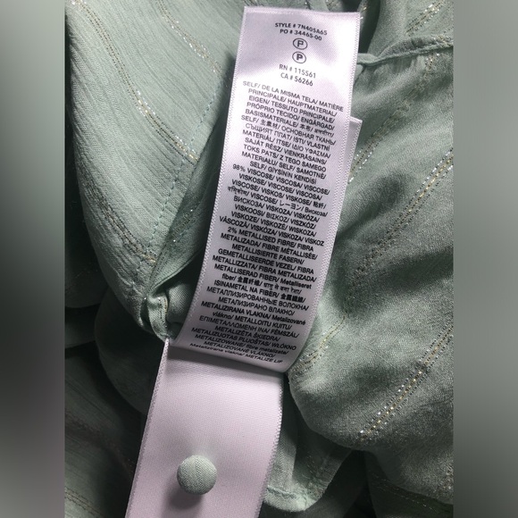 NWT 7 For All Mankind Mint Green Lightweight Blouse w Silver Metallic - Size XS - Picture 4 of 4